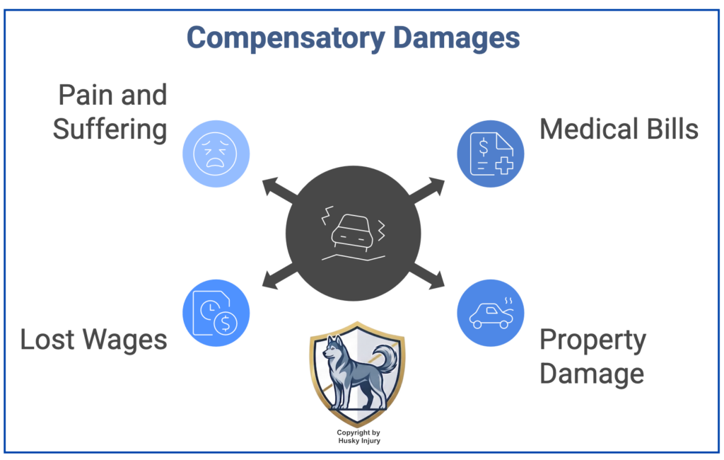 Graphic of compensatory damages in Nevada, including medical bills and property damage