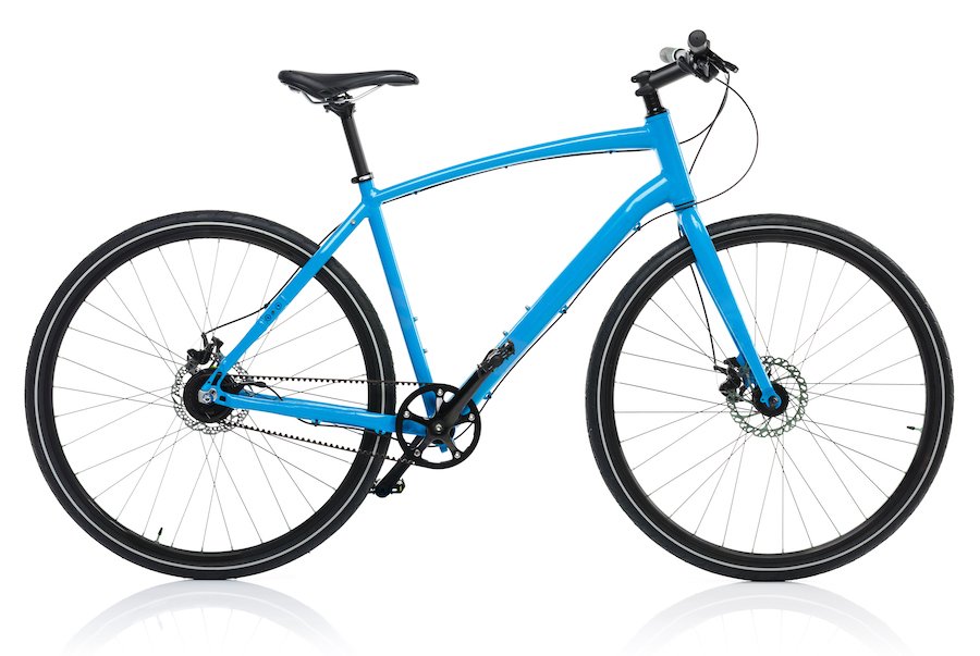 New blue bicycle isolated on a white background
