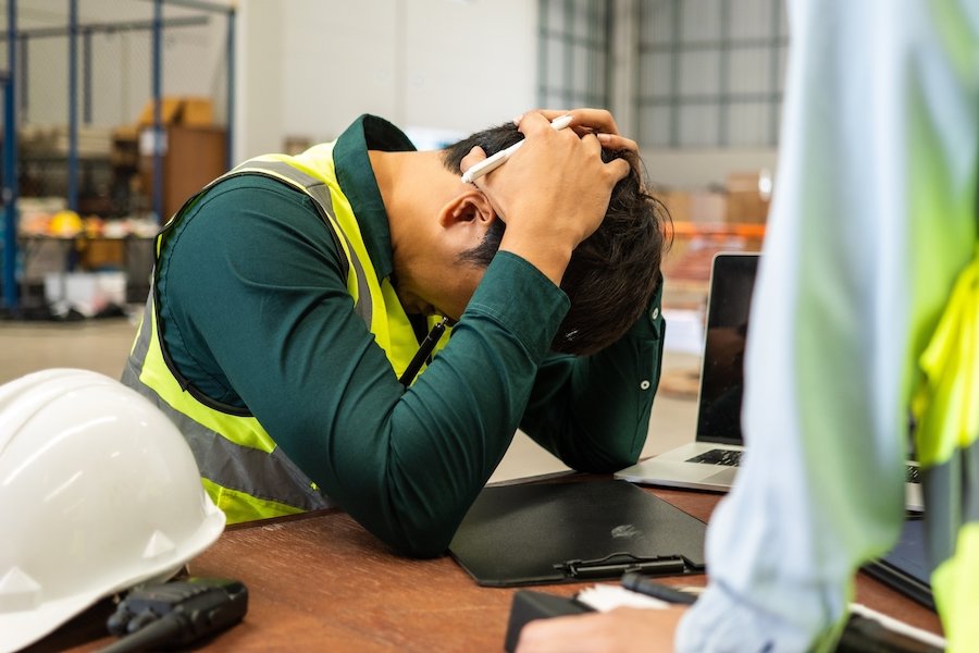 construction worker with contractor after an accident