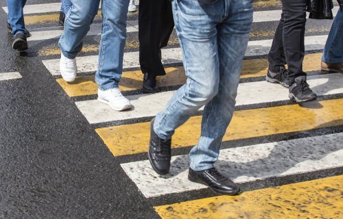 Pedestrians crossing the street
