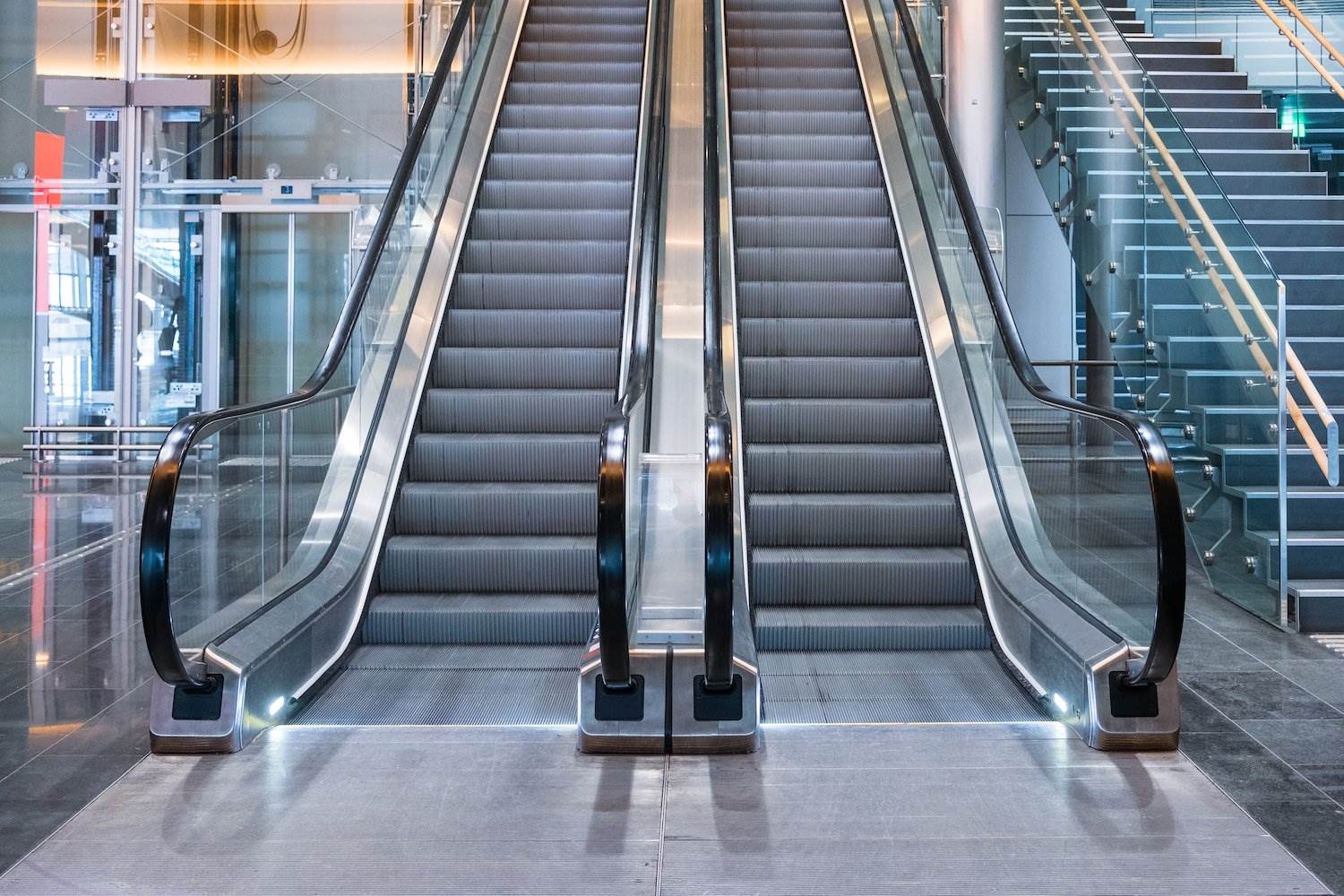Indoor double escalator