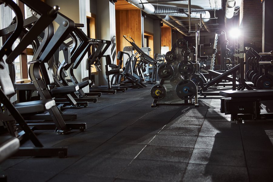 Row of treadmills in a gym