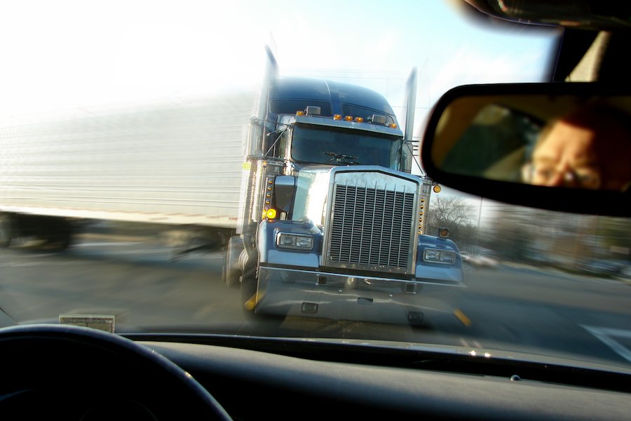 Truck about to crash into a sedan