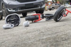 Aftermath of car accident that killed bicylist 